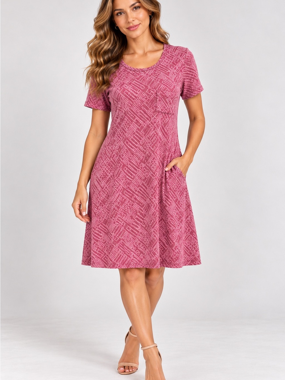 🆕🎉NWT LuLaRoe Scoop Neck A-Line Dress in Dusty Pink Pattern